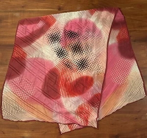Christian Lacroix Pink Red Artsy Print 100% Silk Rectangle Scarf (26”x 66”) - Picture 1 of 5