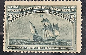 US Stamp Sc 232, 3c Columbus, MH F/VF CV$35.00 (504U512) - Picture 1 of 2