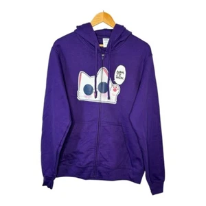 Linda Sudadera con Capucha Púrpura Gojo Cat Anime Gráfico Cremallera Completa Talla Mediana Nueva sin Etiquetas - Imagen 1 de 7