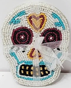 Juego de 4 montañas rusas con cuentas de calavera de azúcar del día de los muertos hechas a mano India ¡Nuevo! - Imagen 1 de 1