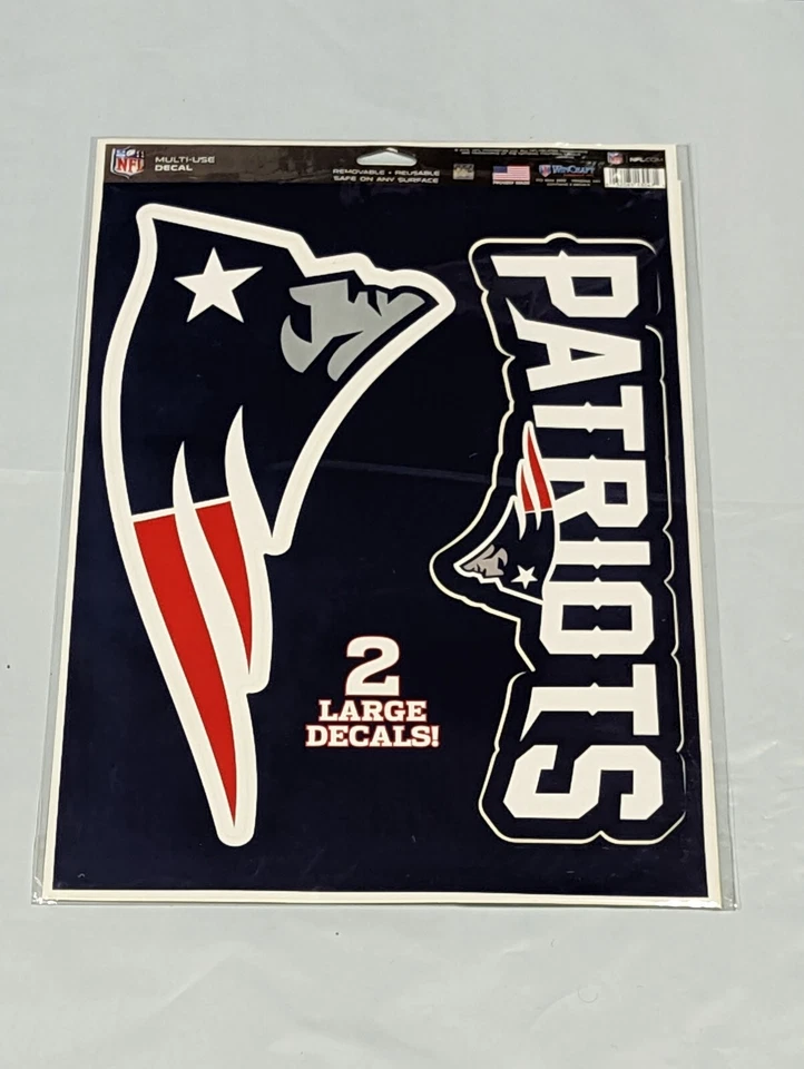 New England Patriots Multi Use 2 Decals Stickers Cling Sheet Measures 11" x 17" - Image 1 of 1