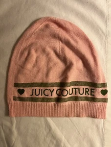 JUICY COUTURE Pink W/ Green Letters Beanie Cap Hat Thin Y2K - Picture 1 of 4