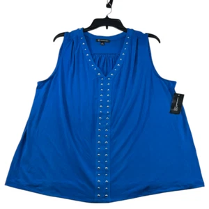 International Concepts Blouse Womens Plus Size 2X Blue Sleeveless Embellish New - Picture 1 of 7