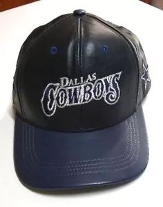 Men's Vintage Black and Blue Leather Dallas Cowboys Hat - Picture 1 of 5