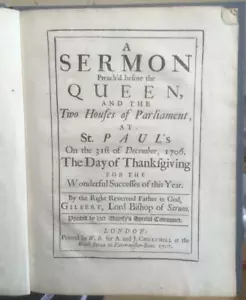 1707 Gilbert Burnet 'Sermon Before The Queen At St Pauls' Psalm 72. - Bild 1 von 1