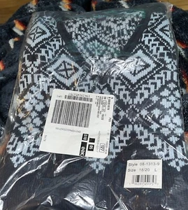 Neu Romans Übergröße L. 18/20 V-Ausschnitt Pullover Oberteil Pulli blau-weiß - Bild 1 von 4