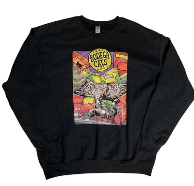 GILDAN Peso Pesado BODEGA CATS Cuello Redondo Sudadera Talla Grande NEGRA Foto 1 de 3