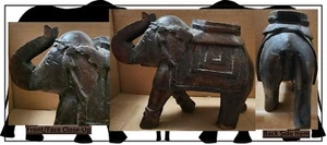 Vintage Transport Elephant Wood Hand Carved 6.5" X 3" X 6" Statute Decor - Picture 1 of 9
