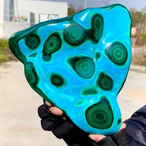 Campione minerale grezzo grappolo trasparente crisocolla/malachite naturale 4,84 libbre - Foto 1 di 22