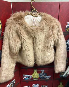 Next Girls Fur Cardigan Short Cut Long Sleeves Winter Faux Fur Coat 11 Years - Picture 1 of 10