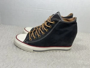 Converse Chuck Taylor Lux Mid Wedge Sneakers Navy Blue Suede Women’s Sz 10 - Picture 1 of 13