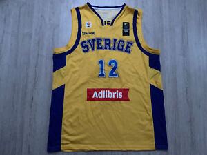 Sweden Sverige Official Basketball Shirt Jersey FIBA NBA SPALDING L #12 BARTHOLD