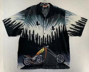 Malibu Dreams Biker Night Graphic button up shirt size XXL short sleeve - Picture 1 of 8