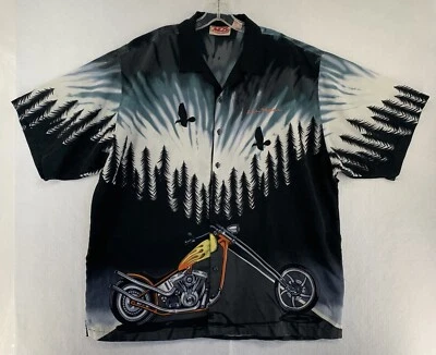 Camisa Malibu Dreams Biker Night Gráfica Abotonada Talla XXL Manga Corta Foto 1 de 4