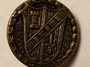 Vtg Coppertone Antique Finish Coat of Arms Crest Round Shank Sewing Button 3/4” - Picture 1 of 4