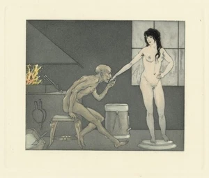 ❤️ 1928 André Lambert eau-forte en couleurs curiosa sensuelle érotisme mythe - Picture 1 of 2