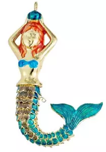 Articulated Mermaid Turquoise Ornament Cloisonne Enamel Deep Sea Ocean Gift Box - Picture 1 of 1