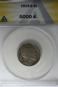 1915-S .05 ANACS G 4 Buffalo Nickel, Indian Nickel, 5 Cent Piece - Picture 1 of 2