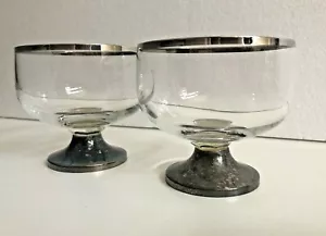 Pair Of Glasses Dominion Monarch Silverplated On Copper Vintage Coupe Goblet - Picture 1 of 11