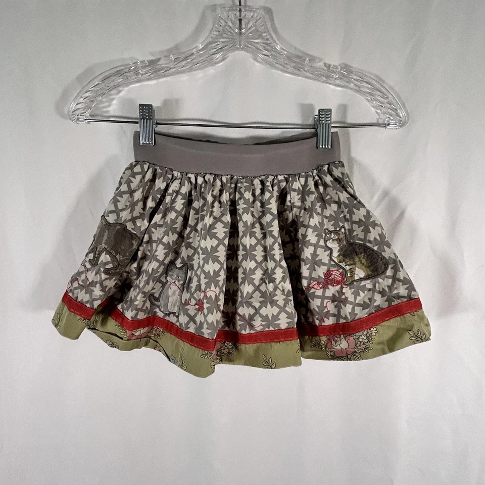Matilda Jane Short Skirt Girl's 4 Grey Cat Embroidered Pull On Elastic Waist - Image 1 of 4