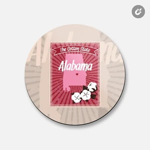 Alabama EE. UU. The Cotton State Vintage | Imán decorativo redondo de 4"" X 4"" - Imagen 1 de 2