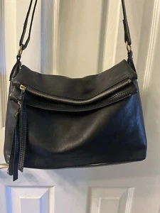Margot Mickey Double Zip Crossbody Black Leather Gold Hardware - Picture 1 of 24