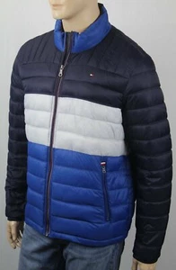 Tommy Hilfiger marineblau weiß Ultra Loft Puffer verpackbarer Mantel neu mit Etikett 195 $ - Bild 1 von 1