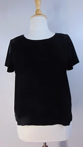New J Crew Factory Velvet T-shirt Top Blouse Black Womens Large Whimsigoth Goth - Picture 1 of 6