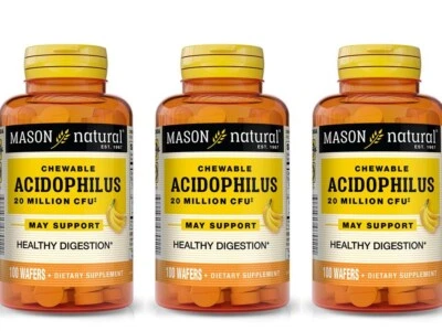 Pack 3 Mason Natural Acidophilus 20 millones de UFC 100 masticables digestión saludable Foto 1 de 4