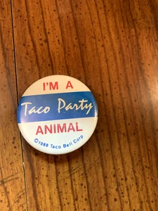 De colección I’M A Taco Party ANIMAL 1988 Taco Bell Corp Pin Botón Trasero - Imagen 1 de 2
