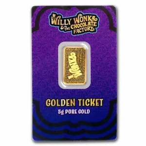 5 gram Gold Bar - PAMP Suisse Willy Wonka Golden Ticket Includes Cardboard Slip - Picture 1 of 7