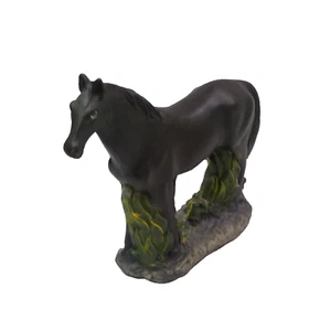 GREENBRIER International Black Horse Figurine Standing in Grass 5" H 1¾" W 5½" L - Picture 1 of 14