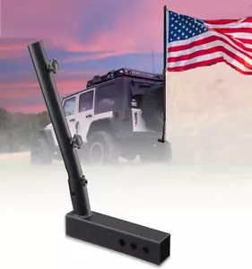 For pick up Jeep SUV 6' ft Long black Flag pole rod include flag 3'x5' Hitch tow - Picture 1 of 7