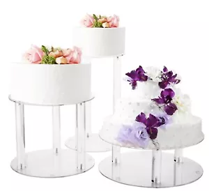 3 Tier Large Acrylic Glass Round Wedding Cake Stand Food Display Stand Cupcake S - Picture 1 of 4