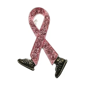 5pcs/lot Crystal Pink Ribbon Brooches Breast Cancer Awareness Rhinestone Brooch - Picture 1 of 5