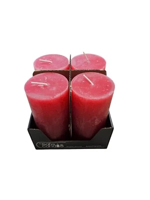 Safe Candle® Rustic Stumpenkerzen, 4er-Set, rot, Höhe 14 cm, Ø 7cm Kerze Winter - Bild 1 von 4