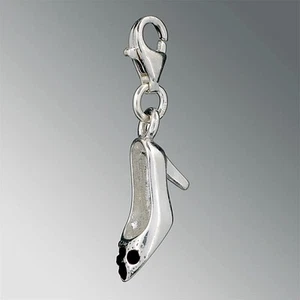 Silberanhänger - Charm - Schuh - Swarovski - JET -Sterlingsilber 925er - Picture 1 of 1