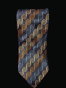 Croft & Barrow Seidenkrawatte mit orangefarbenem & grauem Spiralmuster T01 AD - Bild 1 von 2