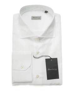 Camisa de Vestir Sartorio by Kiton Nueva con Etiquetas $695 Blanca Tejido Elegante Algodón (41 UE) 16 EE. UU. - Imagen 1 de 4