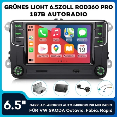 6.5" Grünes Licht Android Auto Carplay Mirrorlink RCD360 PRO Radio Für VW SKODA - Bild 1 von 4
