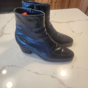 Vintage Florsheim Boots Mens Size 8.5 D Leather Zipper Ankle Dress Shoes 90s - Picture 1 of 12