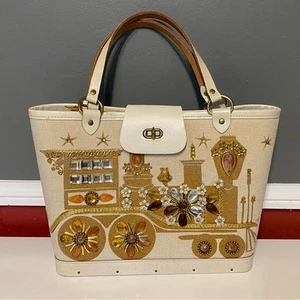 Vintage Enid Collins Iron Horse Train Beaded Purse Handbag - Picture 1 of 10