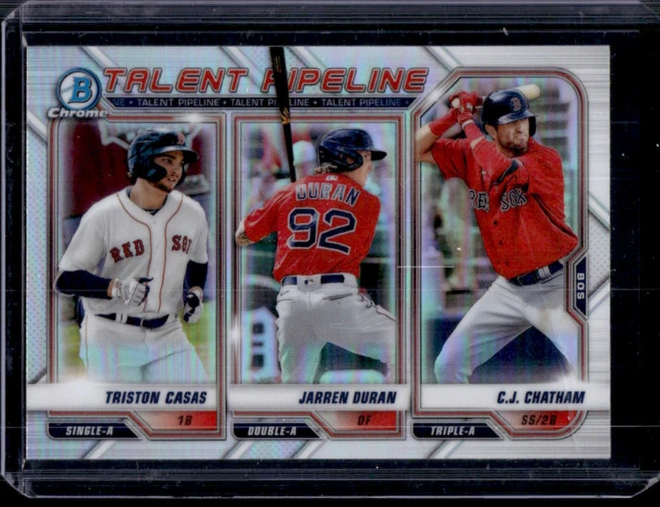 2021 Bowman C.J. Chatham Jarren Duran Triston Casas Pipeline Chrome #TP-BOS - Image 1 of 2