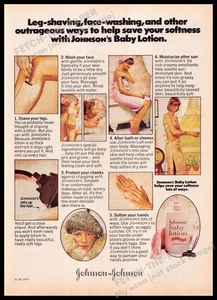 Johnson's Baby Lotion 1970s Print Advertisement 1977 Other Ways to Use Skin - Picture 1 of 1