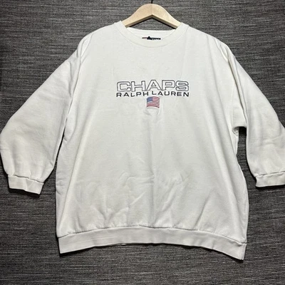 Chaps Ralph Lauren Sweatshirt Men's M White Pullover Long Sleeve Vintage USA - Image 1 of 4