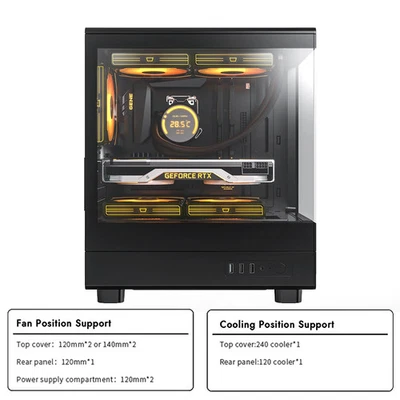 PC Case M-ATX Desktop 270 ° Sea View Room Computer Case USB3.0 Double-Sided - Image 1 of 4