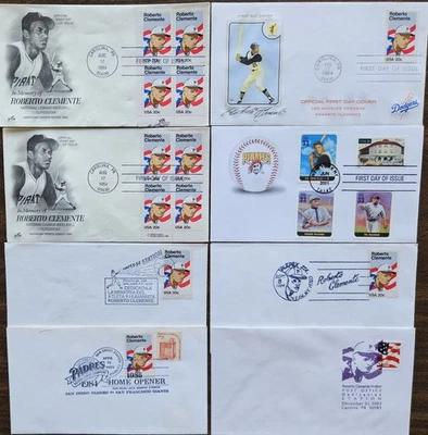US FDC ROBERTO CLEMENTE COLLECTION (4) FIRST DAY COVERS #2097 & (4) EVENT COVERS - Image 1 of 3