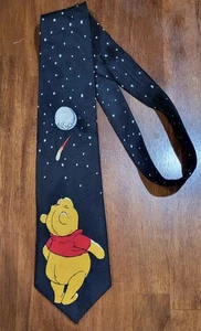 Vintage Winnie The Pooh Moon Shooting Star Neck Tie Black Shimmer - Picture 1 of 5
