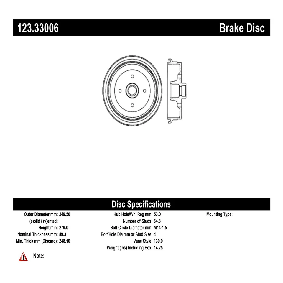 Centric Parts 123.33006 Brake Drum For 71-82 Volkswagen Brasilia Super Beetle - Image 1 of 4