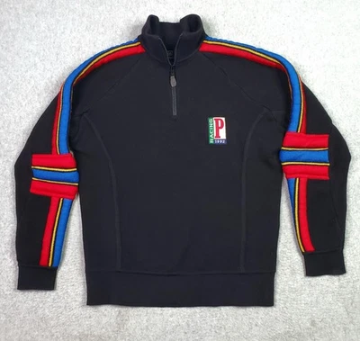 Vintage Polo Ralph Lauren Sweater Mens Med Black Racing P Wool Blend 1/4 Zip 90s - Image 1 of 4